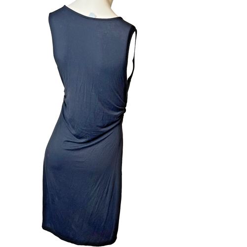 Old Navy schwarz ärmellos Cross Front Faux Wickel geraffte Taille Tencel Kleid Large - Bild 6 von 16