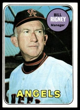 1969 TOPPS BILL RIGNEY CALIFORNIA ANGELS #182 DP24