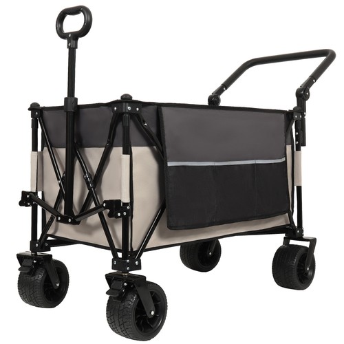 Multi-Functional Push-Pull Folding Wagon Cart w/ Rotating Handle & 360° Wheels - Picture 10 of 60