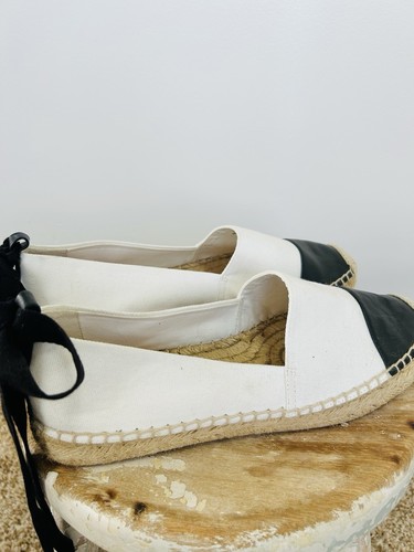 🆕J. CREW cremefarbene Leder-Espadrille mit Kappe Größe 10,5 Knöchelriemen