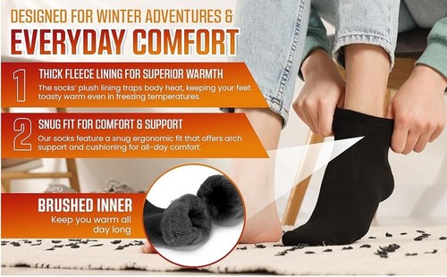 Men and Women Thermal Winter Fleeced Lined Heat Socks- 2 or 4 Packs US Numeri... - Picture 5 of 7