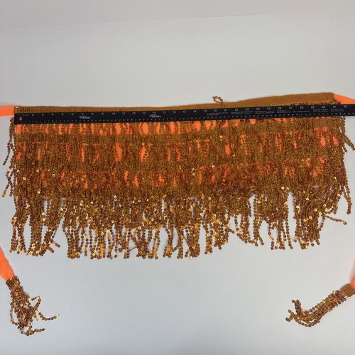 Women Sparkly Sequin Tassel Hip Scarf Belly Dance Dance Skirt Clubwear Orange - Picture 3 of 6