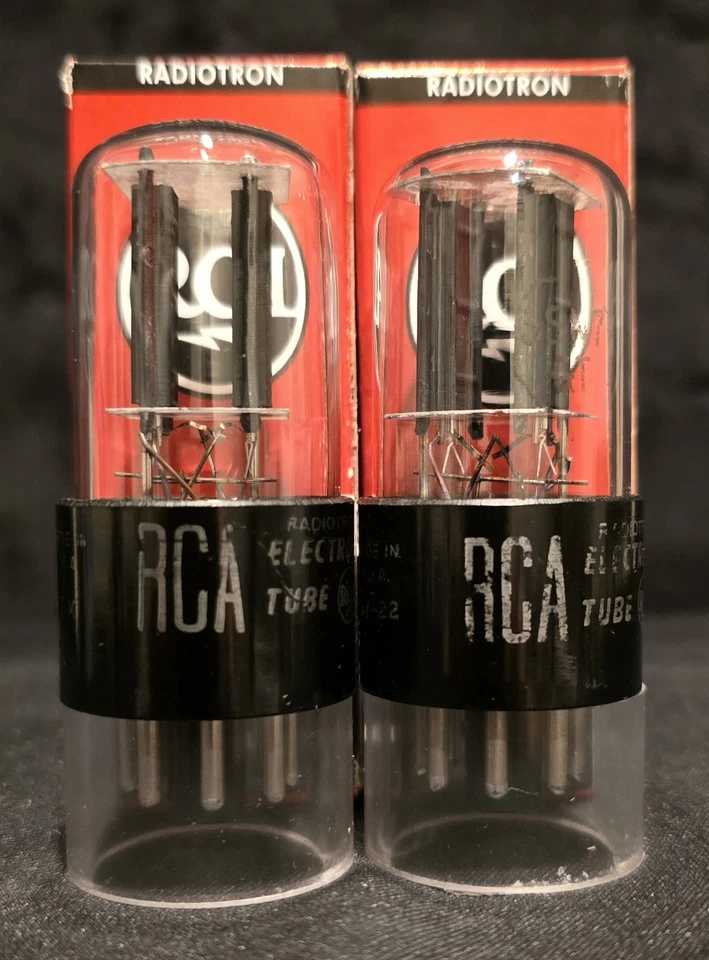 TUBO GTB RCA 6SN7 AÑOS 60 2 AGUJEROS PERROS DUROS JUEGO DE PLACAS NEGRAS A JUEGO Foto 2 de 4