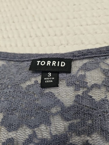 Torrid Shirt Womens 3 Lace Waffle Knit 3/4 Sleeve Peplum - Picture 4 of 7