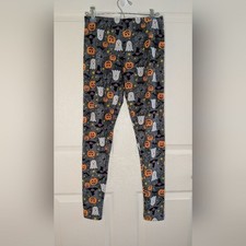 No Boundaries Kids Halloween Leggings - Black and Orange Medium 7 - 9