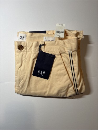 Gap girlfriend chino pants side stripe raw hem size 4 creamy yellow NWT $59.95 - Picture 12 of 12
