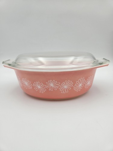 Pyrex 043 Pink Daisy 1 1/2 Quart Casserole Dish with 943C Lid - Picture 7 of 23