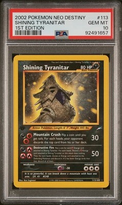 Shining Tyranitar First Edition 113/105 Neo Destiny Holo GEM