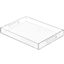 NIUBEE Clear Serving Tray 12x16 Inches-Spill Proof-Acrylic Decorative Organiser