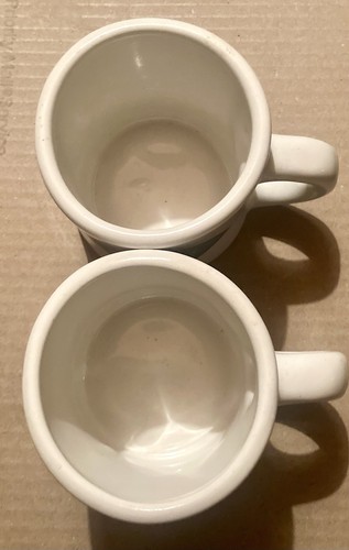 MARCS CAFE & COFFEE MILL VINTAGE 1990S HEAVY WHITE CERAMIC 2 COFFEE CUP/MUG SET - Picture 5 of 6