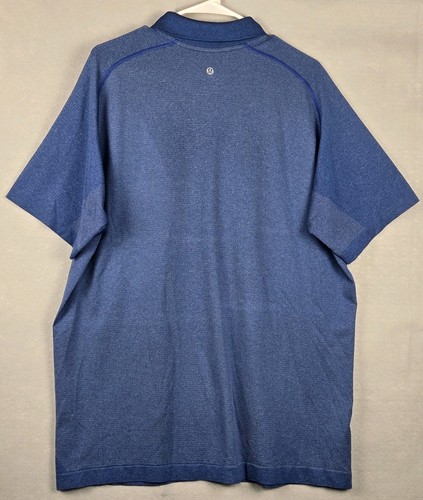 Polo Lululemon Metal Vent Tech Uomo XXL Manica Corta Blu Performance - Foto 3 di 9
