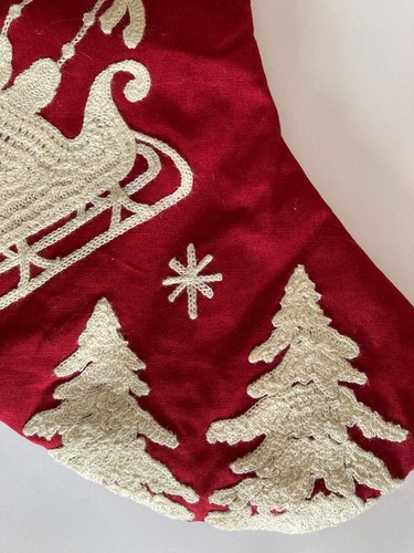 C & F Weihnachtsstrumpf Strick Applikation Weihnachtsschlitten Rentier Bäume Sterne Neu mit Etikett - Bild 3 von 8