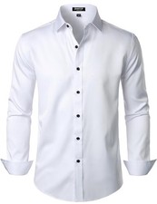 Men's Formal Long Sleeve Stretch Wrinkle Free Dress Shirts for Men Formal