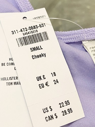 Nwt Hollister Swim Bikini Bottoms Purple Cheeky Brazilian Scrunch Butt Low Rise - Bild 11 von 12