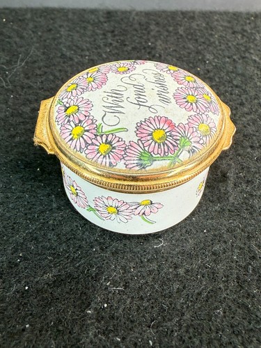Bilston and Battersea Enamels Trinket Box titled With Fond Wishes - England - Picture 5 of 8