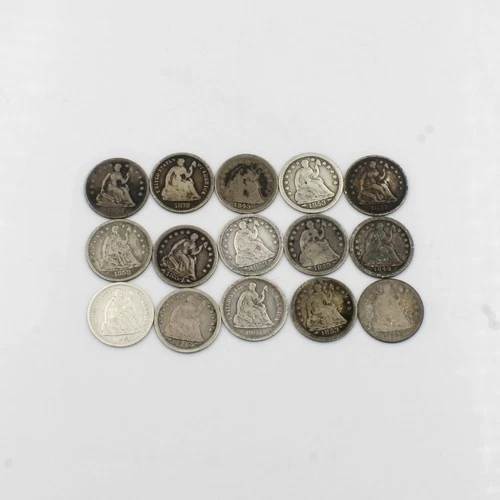 1845-1872 Seated Liberty Half Dime United States Silver NR Lot of 15 #C830-2