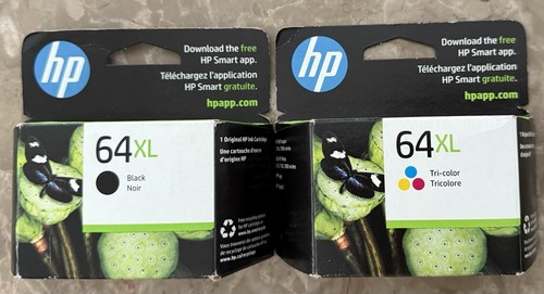 Lot Of 2 HP 64XL BLACK & TRI-COLOR Ink Cartridge, Exp. May 2026