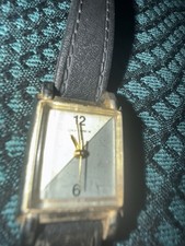 Vintage Quemex Wrist Watch Split Two Toned Face Untested