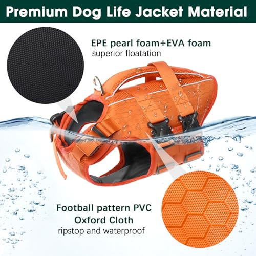 Dog Life Jacket High Flotation, Reflective Dog Life Vest for Swimming - Picture 5 of 7