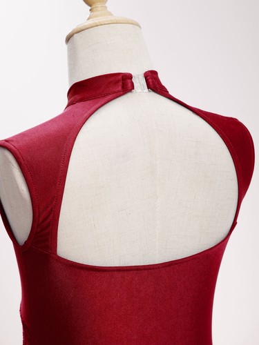 Kids Girls Leotard Tulle Dresses Jazz Dancewear Stage Mock Neck Training Dance - Picture 20 of 64