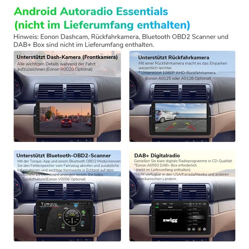 Eonon 8Kern Android 13 6+64 Autoradio CarPlay GPS Navi WiFi DSP DAB+ für BMW E46 - Bild 14 von 24