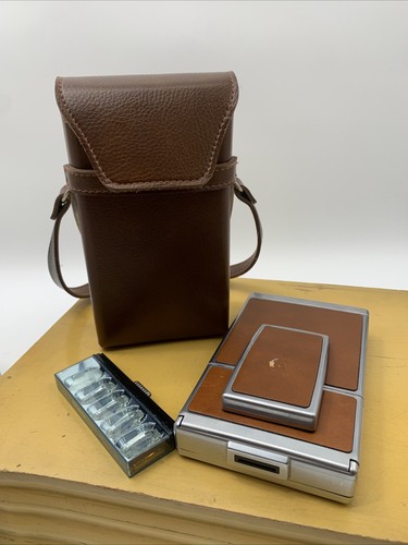 VNTG Polaroid SX-70 Land Camera Brown Leather W Case & Flash *UNGETESTET* - Bild 15 von 17
