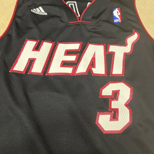 Dwyane Wade Adidas Miami Heat Basketball Jersey Size M Black Red - Picture 3 of 12