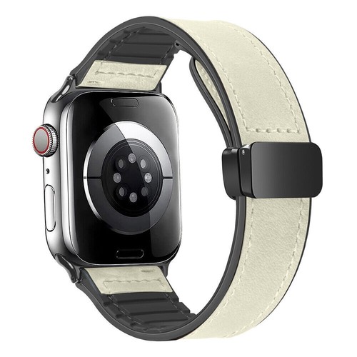 For Apple Watch 9 8 7 6 SE Ultra 2 Magnetic Clasp 44/45/49mm Leather Band Strap - Picture 13 of 32