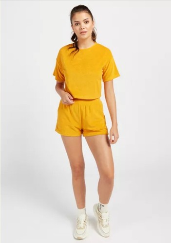 Max Studio Frottee Damen Top und Short Set in Senfgelb Medium - Bild 3 von 11