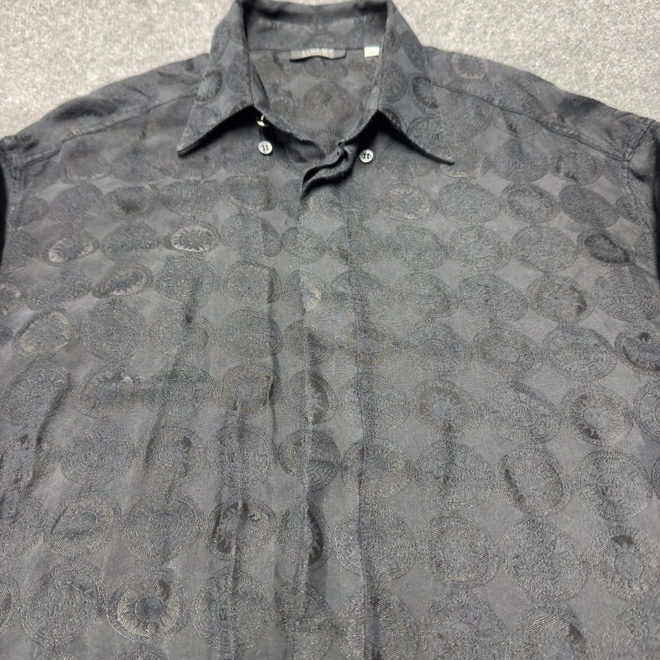 Camisa De Colección Versace Clásica V2 Botones Negra Algodón ItaliaHombres Mediana Foto 2 de 4