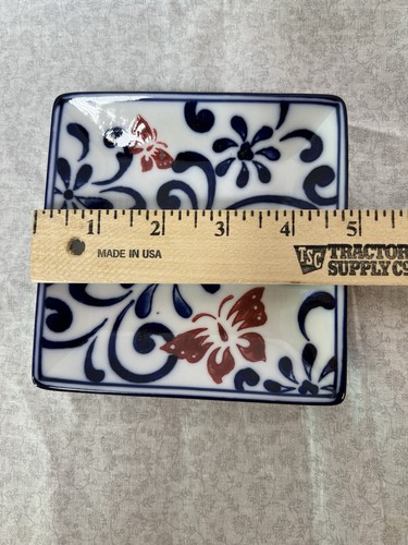 Pier 1 Butterfly Blossom 5” ¡Juego de 6 platos cuadrados pintados a mano!!💖 - Imagen 8 de 8