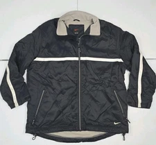 Vintage 90s Nike Men XL Black Fleece Lined Windbreaker Jacket 
