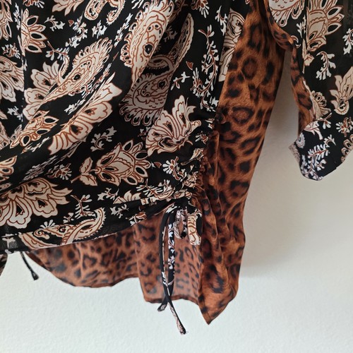 Roz & Ali Damen Übergröße 1X Blumen Paisley Tunika Top Animal Print transparent gerafft - Bild 5 von 10