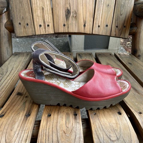 Fly London Yula Keilabsatz Pumps Sandale Damen 39 Plateau rot Leder Riemchen - Bild 5 von 19