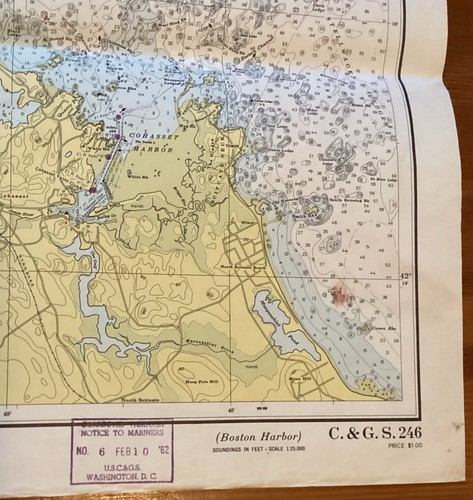 Boston Harbor Chart 1961 28th Ed. Nautical Map Boston, Massachusetts USCG USN - Picture 3 of 7