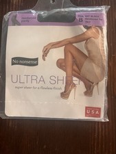 No Nonsense Ultra Sheer PantyHose Reinforced Panty/Toe Size B Off Black NEW