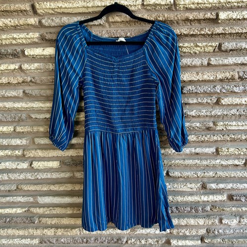 Abercrombie & Fitch Kids Blue Smocked Bodice Long Sleeve Dress Size 15/16 NWT - Picture 2 of 7