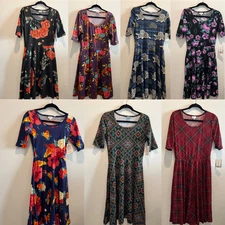 LuLaRoe Nicole Fit & Flare Dress Florals, Geometrics, Plaid NWT S, M, L, 3XL