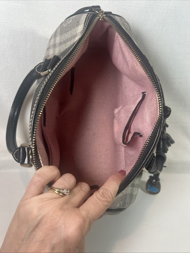 Dooney & Bourke Black & Gray Canvas/Leather Handbag Zip Double Handle/Strap - Picture 12 of 15