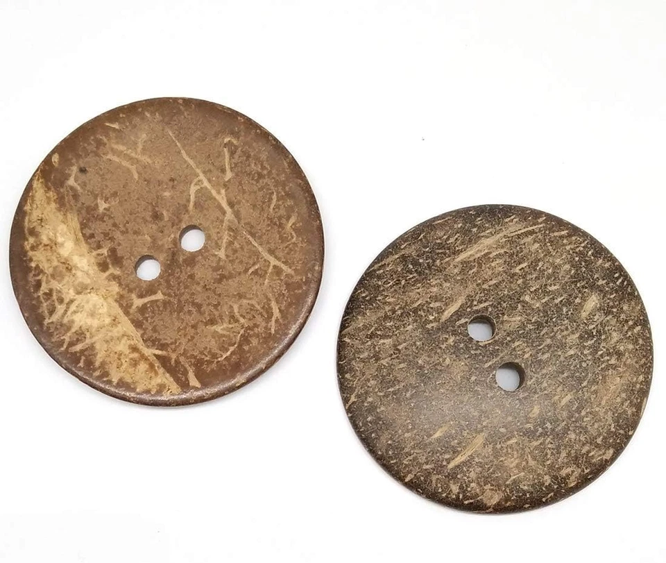 30Pcs 50Mm 2-Hole Big Natural Coconut Buttons round Sewing Brown Overcoat Button - Image 3 of 3