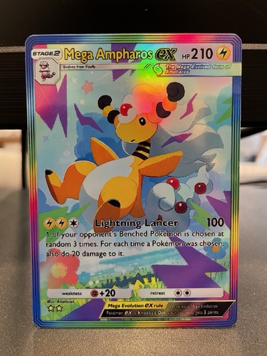 Fan Art Pokemon TCG Pocket Mega Ampharos EX Holo SIR | Mega Rising - Picture 1 of 3