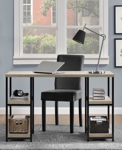 Elmwood Double Pedestal Laptop Desk in Distressed Grey Oak by Dorel - Picture 2 of 9