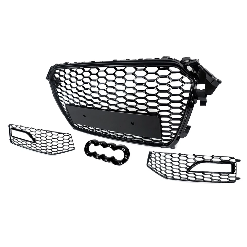 For 2013-2016 Audi A4 S-Line S4 Glossy Black Front Grill Fog Light Grille Covers Foto 2 de 4