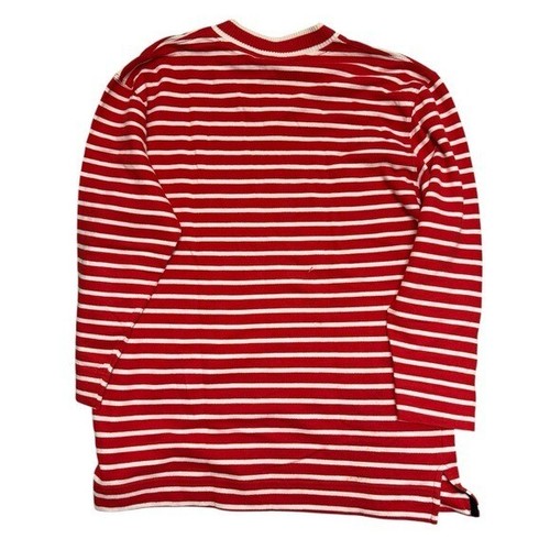 Suéter túnica Catalina rojo blanco a rayas cuello en V mediano nuevo con etiquetas 100 % algodón náutico - Imagen 4 de 15