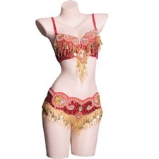 Women Bellydance Bra Belt Belly Clothes Dance Wear Belly Dancing Bra and Belt