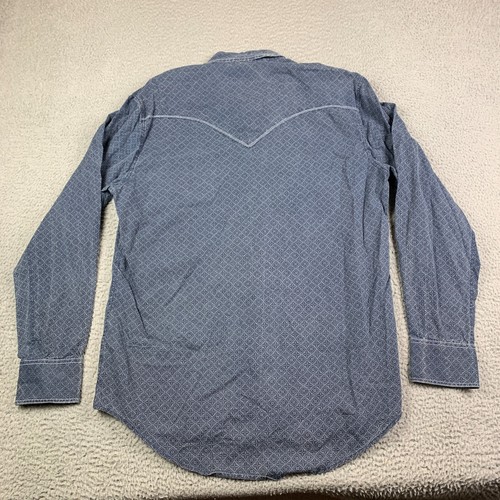 Rock & Roll Cowboy Pearl Snap Shirt Mens L Faded Blue Western Rodeo - Picture 2 of 10