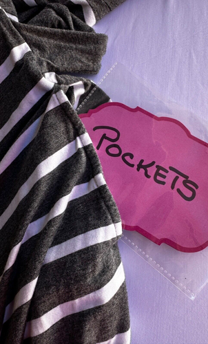 Baby Be Mine Morgenmantel grau gestreift Umstandsmode & Wochenbett Lounge Taschen Gürtel - Bild 9 von 13