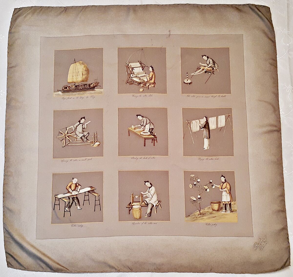 VINTAGE AUTHENTIC BURBERRY LONDON THE COTTON INDUSTRY HISTORY SILK 34 SCARF eBay