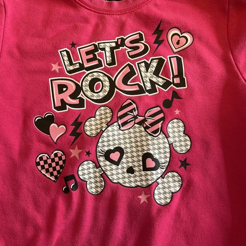 Joe Boxer Sweatshirt Let’s Rock Skull Hearts Girls XL Y2K Barbie Core Lightning - Picture 1 of 8