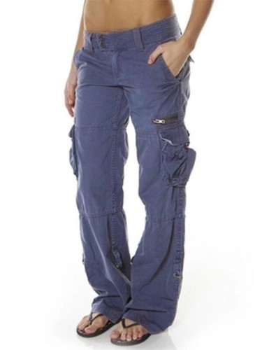 Casual Womens Low Waist Pocket Combat Jeans Trousers Ladies Cargo Pant Bottoms - Picture 3 of 15